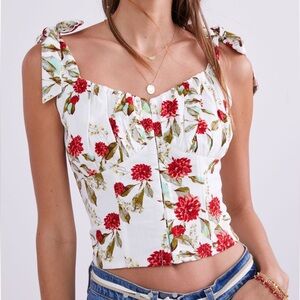 Anthropologie Wildflower Cropped Tank in white. Size small